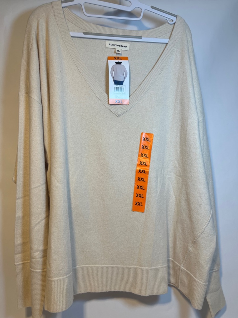 Lucky Brand Cream V-Neck Pullover Sweater